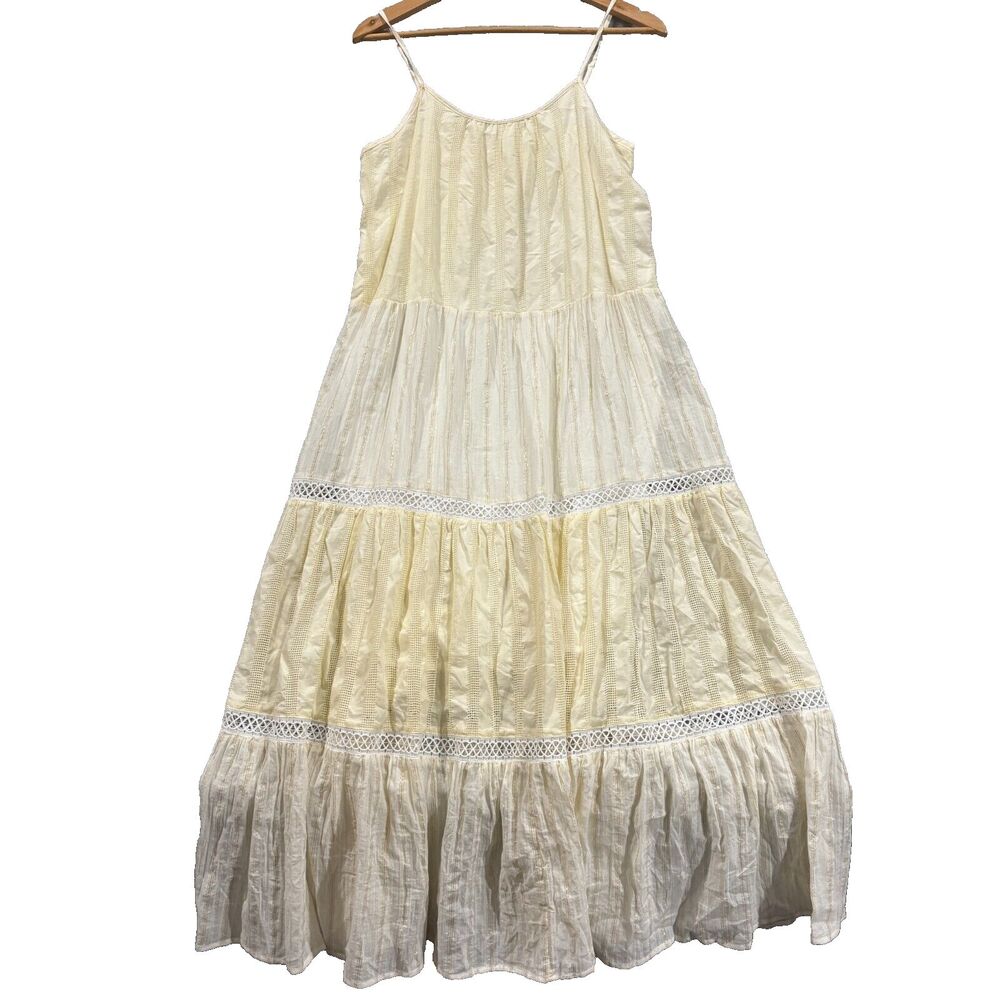 Nordstrom Melloday Tiered Midi‎ Dress M  Adjustable Straps Ivory NWT